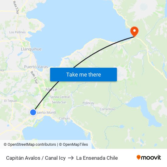 Capitán Avalos / Canal Icy to La Ensenada Chile map