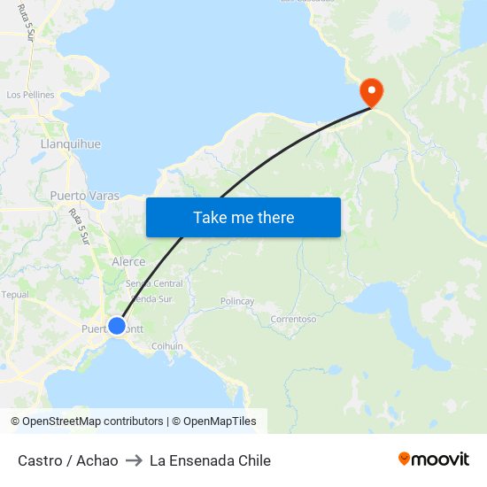 Castro / Achao to La Ensenada Chile map