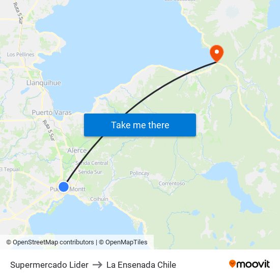 Supermercado Lider to La Ensenada Chile map