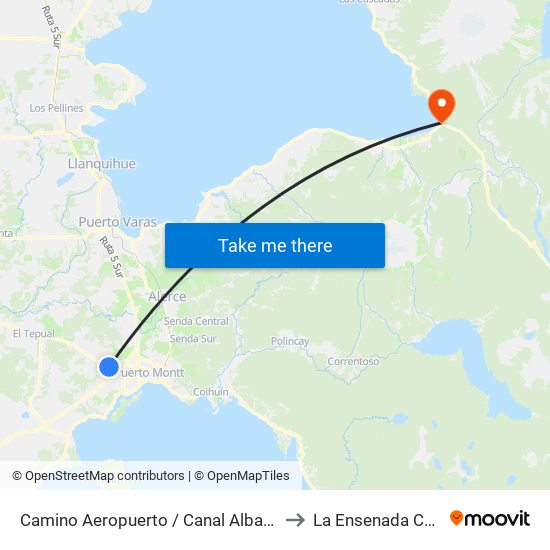 Camino Aeropuerto / Canal Albatros to La Ensenada Chile map