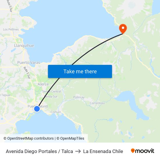 Avenida Diego Portales / Talca to La Ensenada Chile map