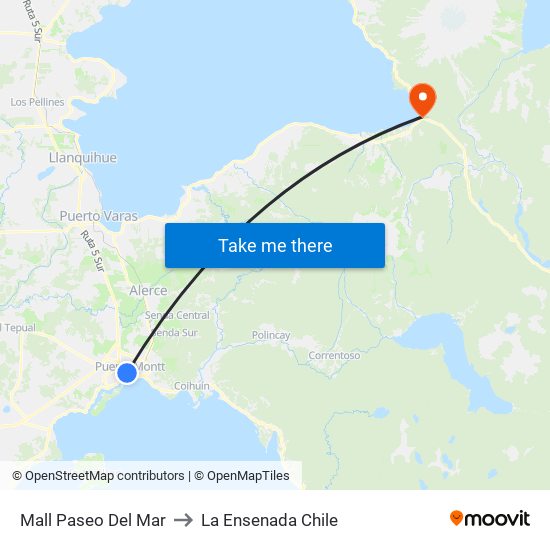 Mall Paseo Del Mar to La Ensenada Chile map