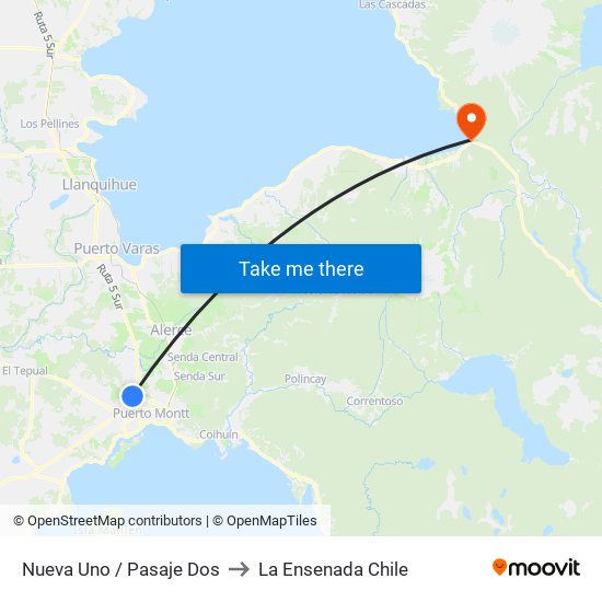 Nueva Uno / Pasaje Dos to La Ensenada Chile map