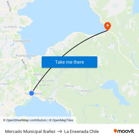 Mercado Municipal Ibañez to La Ensenada Chile map