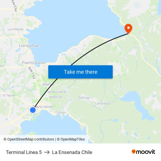 Terminal Línea 5 to La Ensenada Chile map