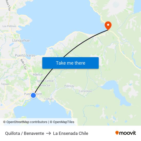 Quillota / Benavente to La Ensenada Chile map