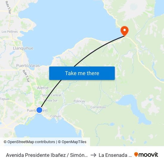 Avenida Presidente Ibañez / Simón Cordovez to La Ensenada Chile map