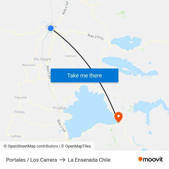 Portales / Los Carrera to La Ensenada Chile map