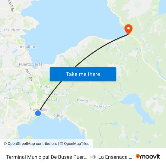 Terminal Municipal De Buses Puerto Montt to La Ensenada Chile map