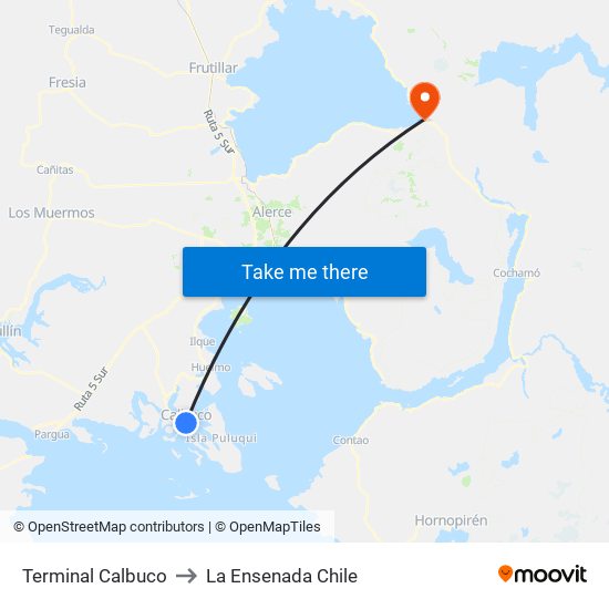 Terminal Calbuco to La Ensenada Chile map