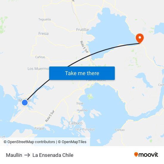 Maullín to La Ensenada Chile map