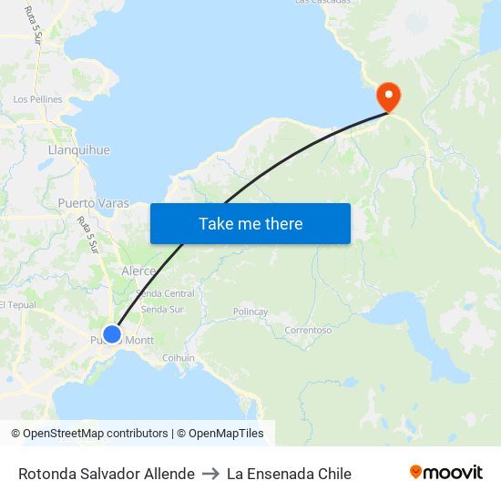 Rotonda Salvador Allende to La Ensenada Chile map