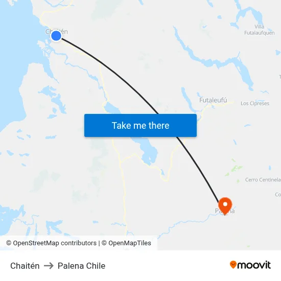 Chaitén to Palena Chile map
