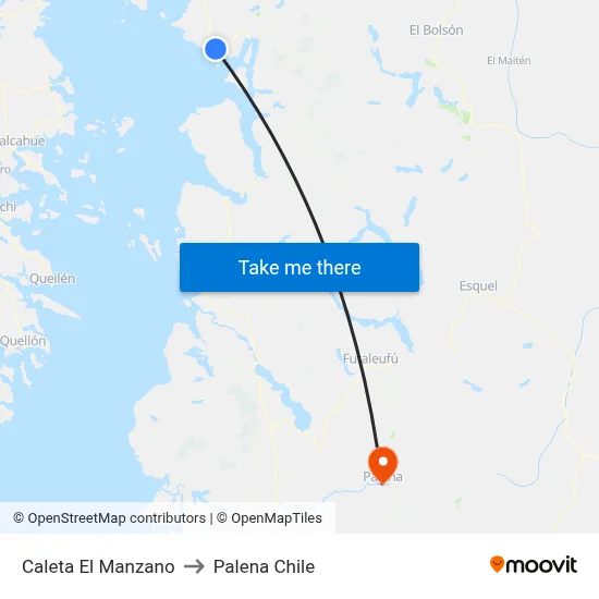 Caleta El Manzano to Palena Chile map