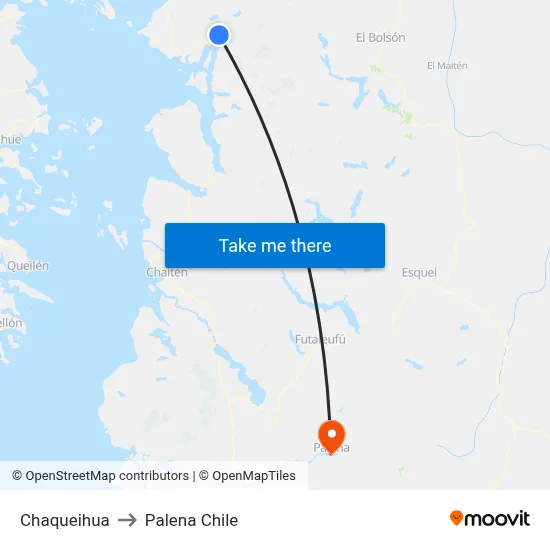 Chaqueihua to Palena Chile map