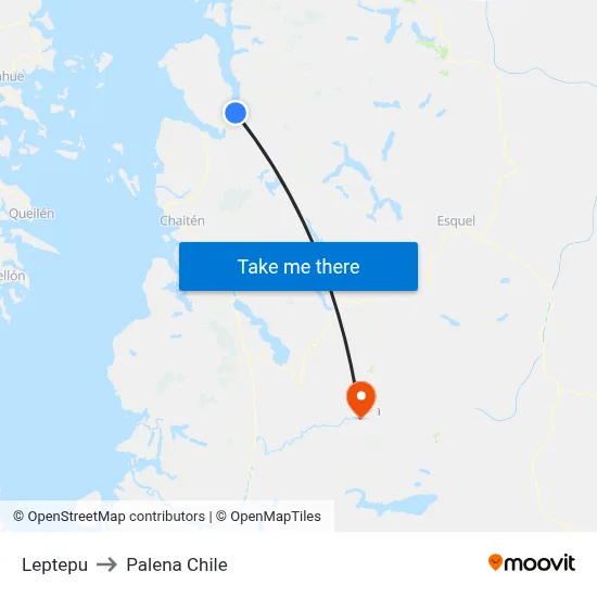 Leptepu to Palena Chile map