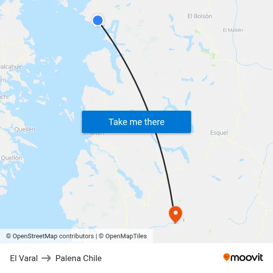 El Varal to Palena Chile map