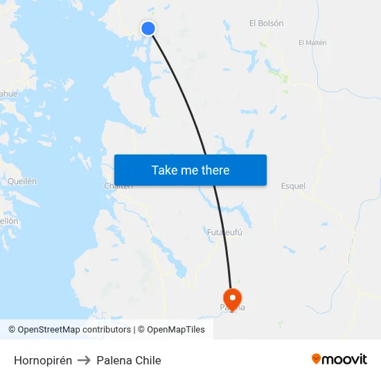 Hornopirén to Palena Chile map