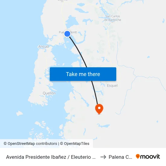 Avenida Presidente Ibañez / Eleuterio Ramírez to Palena Chile map