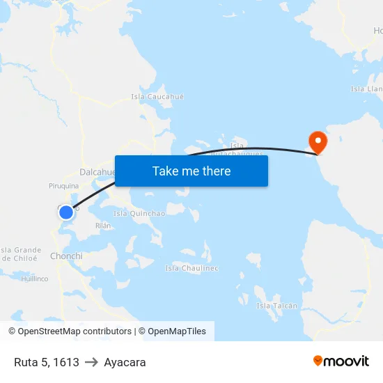 Ruta 5, 1613 to Ayacara map