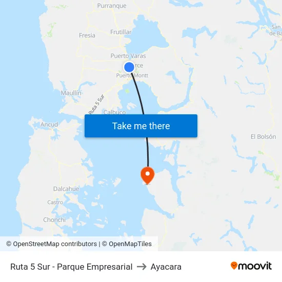 Ruta 5 Sur - Parque Empresarial to Ayacara map