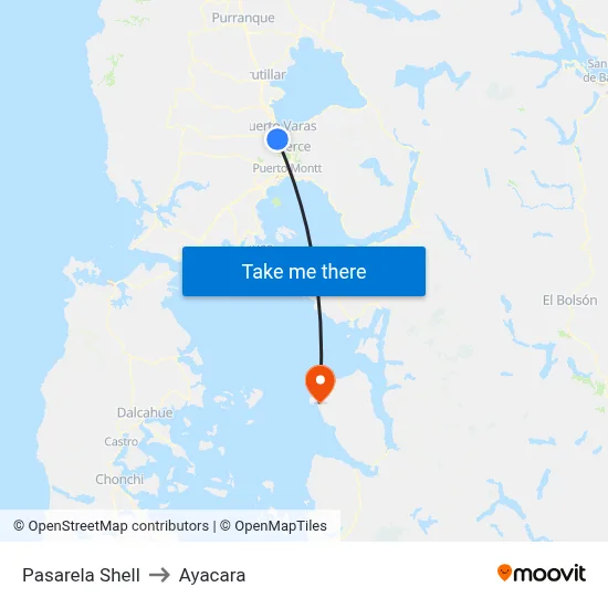 Pasarela Shell to Ayacara map
