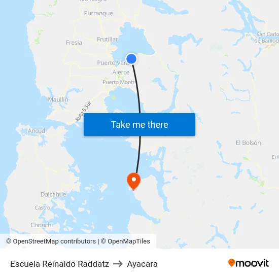 Escuela Reinaldo Raddatz to Ayacara map