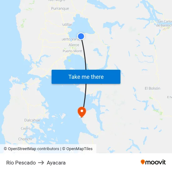 Río Pescado to Ayacara map