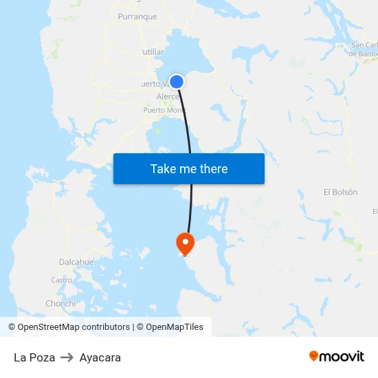 La Poza to Ayacara map