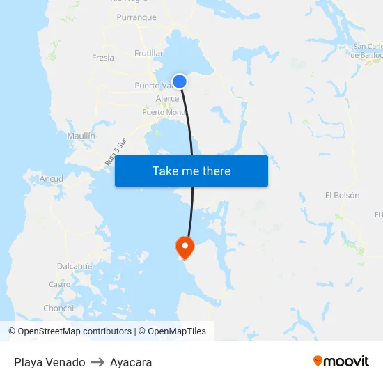 Playa Venado to Ayacara map