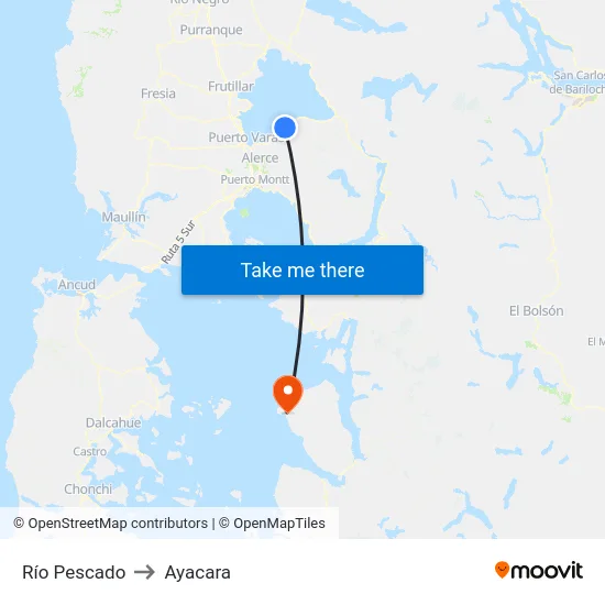 Río Pescado to Ayacara map