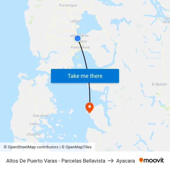 Altos De Puerto Varas - Parcelas Bellavista to Ayacara map