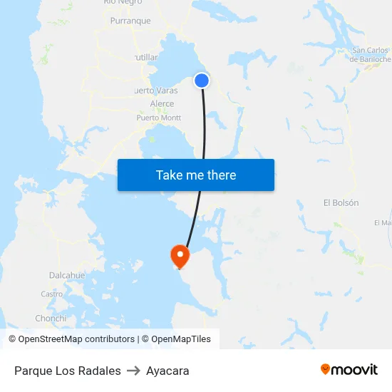 Parque Los Radales to Ayacara map