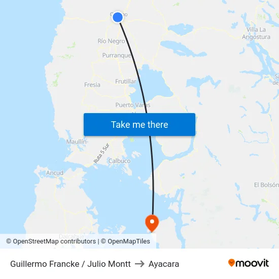 Guillermo Francke / Julio Montt to Ayacara map