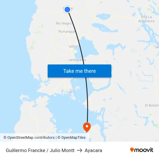 Guillermo Francke / Julio Montt to Ayacara map