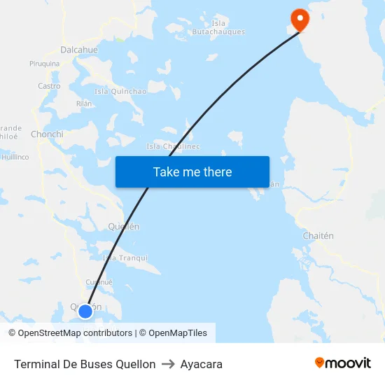 Terminal De Buses Quellon to Ayacara map