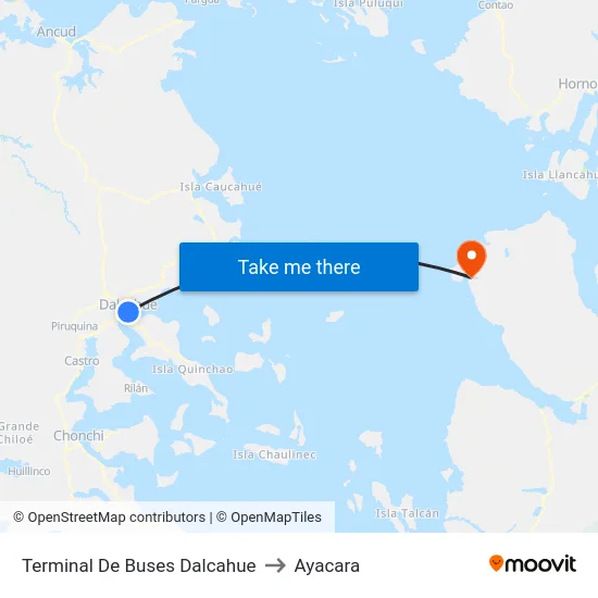 Terminal De Buses Dalcahue to Ayacara map
