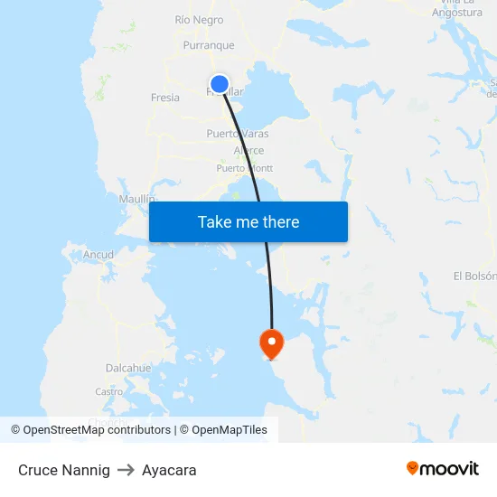 Cruce Nannig to Ayacara map