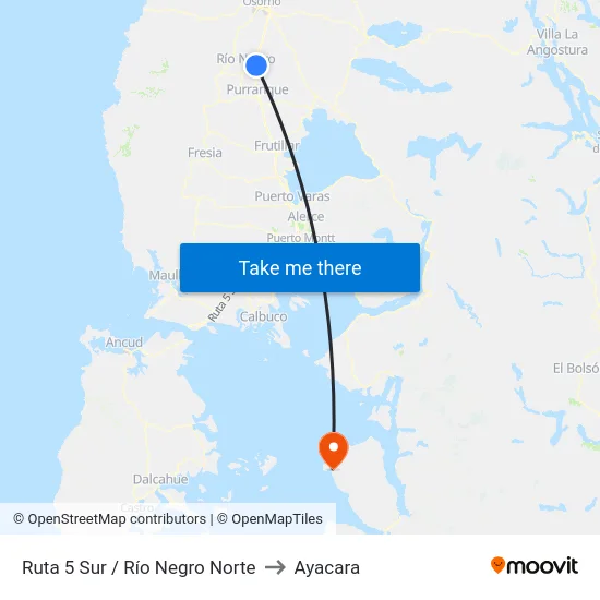 Ruta 5 Sur / Río Negro Norte to Ayacara map