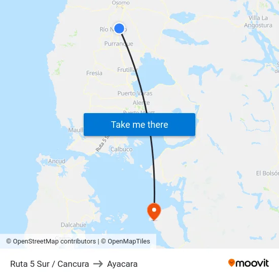 Ruta 5 Sur / Cancura to Ayacara map