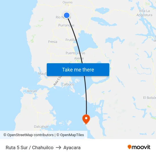 Ruta 5 Sur / Chahuilco to Ayacara map