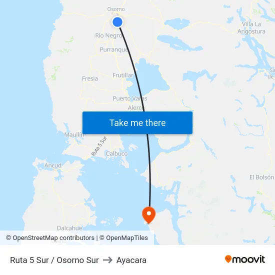 Ruta 5 Sur / Osorno Sur to Ayacara map