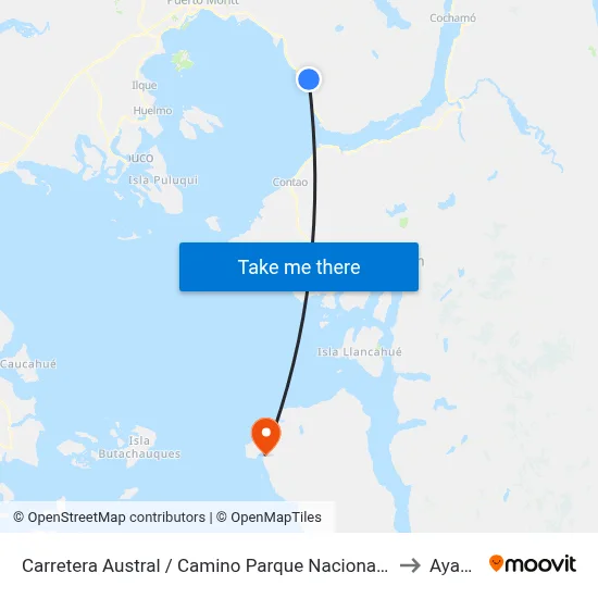 Carretera Austral / Camino Parque Nacional Alerce Andino to Ayacara map