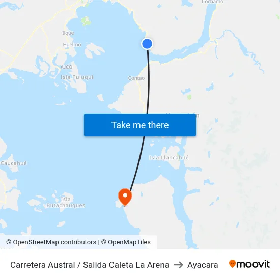Carretera Austral / Salida Caleta La Arena to Ayacara map