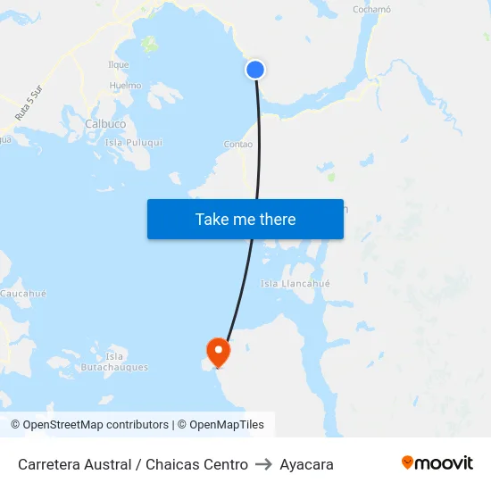 Carretera Austral / Chaicas Centro to Ayacara map