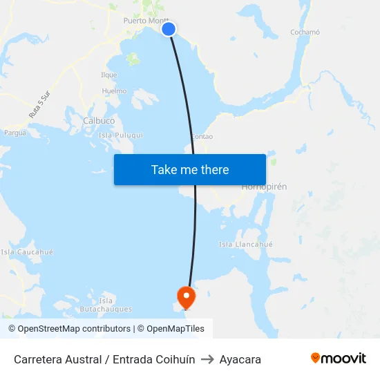 Carretera Austral / Entrada Coihuín to Ayacara map