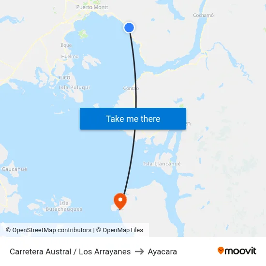 Carretera Austral / Los Arrayanes to Ayacara map