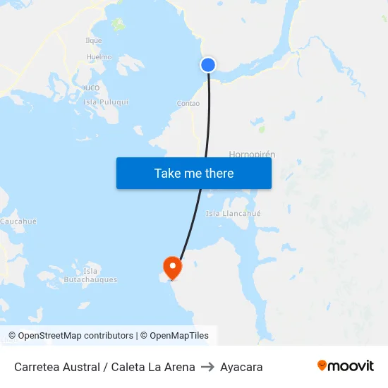 Carretea Austral / Caleta La Arena to Ayacara map