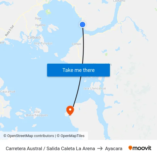 Carretera Austral / Salida Caleta La Arena to Ayacara map