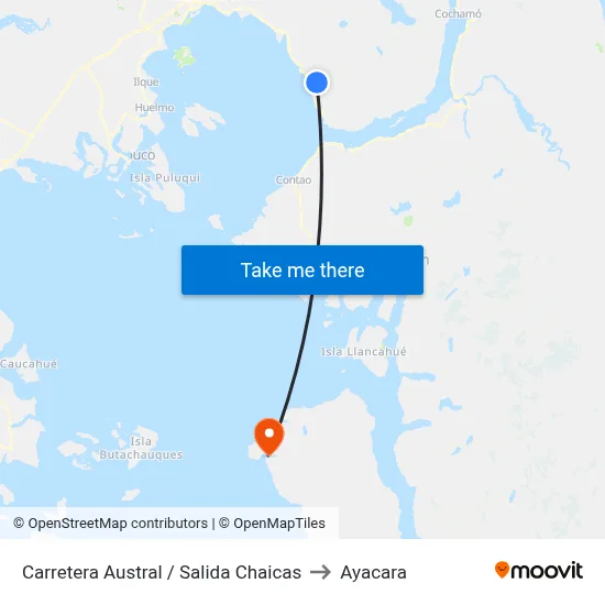 Carretera Austral / Salida Chaicas to Ayacara map